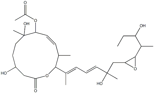 (8E,12E,14E)-7-Acetoxy-3,6,16,21-tetrahydroxy-6,10,12,16,20-pentamethyl-18,19-epoxytricosa-8,12,14-trien-11-olide Struktur