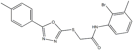 N-(2-bromo-3-methylphenyl)-2-{[5-(4-methylphenyl)-1,3,4-oxadiazol-2-yl]sulfanyl}acetamide Struktur