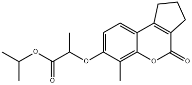 isopropyl 2-[(6-methyl-4-oxo-1,2,3,4-tetrahydrocyclopenta[c]chromen-7-yl)oxy]propanoate Struktur