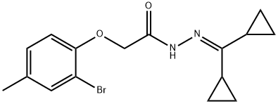 2-(2-bromo-4-methylphenoxy)-N'-(dicyclopropylmethylene)acetohydrazide Struktur