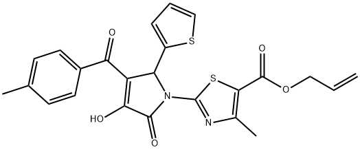 allyl 2-[3-hydroxy-4-(4-methylbenzoyl)-2-oxo-5-(2-thienyl)-2,5-dihydro-1H-pyrrol-1-yl]-4-methyl-1,3-thiazole-5-carboxylate Struktur