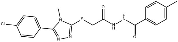 2-{[5-(4-chlorophenyl)-4-methyl-4H-1,2,4-triazol-3-yl]sulfanyl}-N'-(4-methylbenzoyl)acetohydrazide Struktur