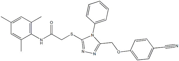 2-({5-[(4-cyanophenoxy)methyl]-4-phenyl-4H-1,2,4-triazol-3-yl}sulfanyl)-N-mesitylacetamide Struktur