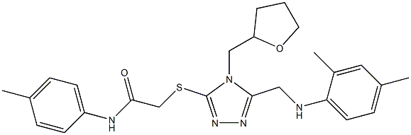 2-{[5-[(2,4-dimethylanilino)methyl]-4-(tetrahydro-2-furanylmethyl)-4H-1,2,4-triazol-3-yl]sulfanyl}-N-(4-methylphenyl)acetamide Struktur