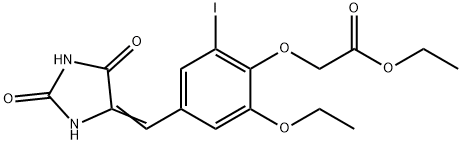 ethyl {4-[(2,5-dioxo-4-imidazolidinylidene)methyl]-2-ethoxy-6-iodophenoxy}acetate Struktur