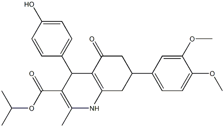 isopropyl 7-(3,4-dimethoxyphenyl)-4-(4-hydroxyphenyl)-2-methyl-5-oxo-1,4,5,6,7,8-hexahydroquinoline-3-carboxylate Struktur