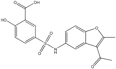 5-{[(3-acetyl-2-methyl-1-benzofuran-5-yl)amino]sulfonyl}-2-hydroxybenzoic acid Struktur