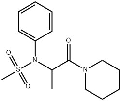 N-[1-methyl-2-oxo-2-(1-piperidinyl)ethyl]-N-phenylmethanesulfonamide Struktur