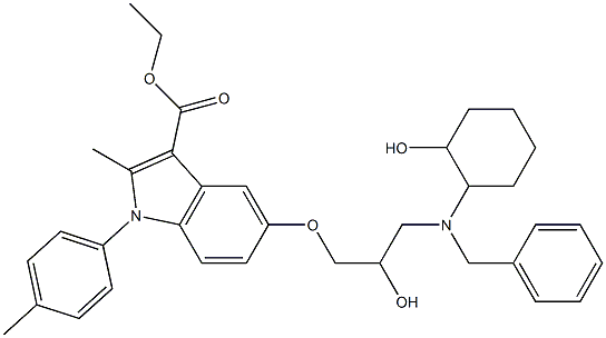 ethyl 5-{3-[benzyl(2-hydroxycyclohexyl)amino]-2-hydroxypropoxy}-2-methyl-1-(4-methylphenyl)-1H-indole-3-carboxylate Struktur