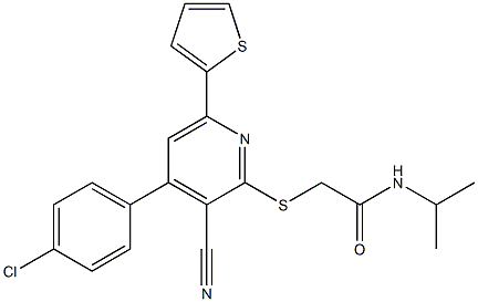 2-{[4-(4-chlorophenyl)-3-cyano-6-(2-thienyl)-2-pyridinyl]sulfanyl}-N-isopropylacetamide Struktur