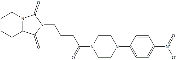 2-[4-(4-{4-nitrophenyl}-1-piperazinyl)-4-oxobutyl]tetrahydroimidazo[1,5-a]pyridine-1,3(2H,5H)-dione Struktur