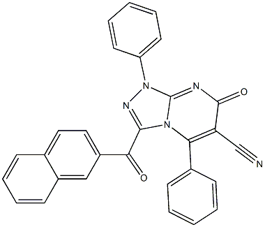 3-(2-naphthoyl)-7-oxo-1,5-diphenyl-1,7-dihydro[1,2,4]triazolo[4,3-a]pyrimidine-6-carbonitrile Struktur