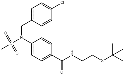 N-[2-(tert-butylsulfanyl)ethyl]-4-[(4-chlorobenzyl)(methylsulfonyl)amino]benzamide Struktur