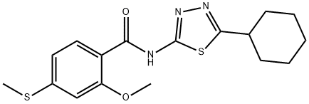 N-(5-cyclohexyl-1,3,4-thiadiazol-2-yl)-2-methoxy-4-(methylsulfanyl)benzamide Struktur