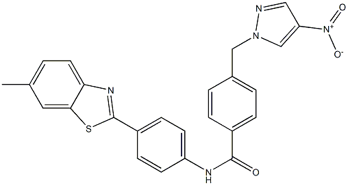 4-({4-nitro-1H-pyrazol-1-yl}methyl)-N-[4-(6-methyl-1,3-benzothiazol-2-yl)phenyl]benzamide Struktur