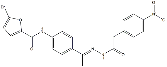 5-bromo-N-{4-[N-({4-nitrophenyl}acetyl)ethanehydrazonoyl]phenyl}-2-furamide Struktur