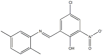 4-chloro-2-{[(2,5-dimethylphenyl)imino]methyl}-6-nitrophenol Struktur