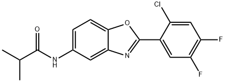 N-[2-(2-chloro-4,5-difluorophenyl)-1,3-benzoxazol-5-yl]-2-methylpropanamide Struktur