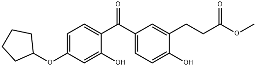 Benzenepropanoic acid, 5-[4-(cyclopentyloxy)-2-hydroxybenzoyl]-2-hydroxy-, Methyl ester Struktur