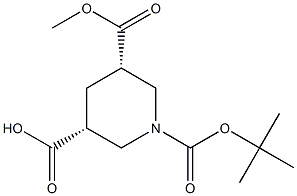 (3R,5S)-1-(tert-butoxycarbonyl)-5-(methoxycarbonyl)piperidine-3-carboxylic acid Struktur