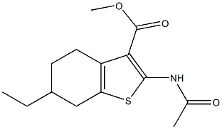 methyl 2-(acetylamino)-6-ethyl-4,5,6,7-tetrahydro-1-benzothiophene-3-carboxylate Struktur