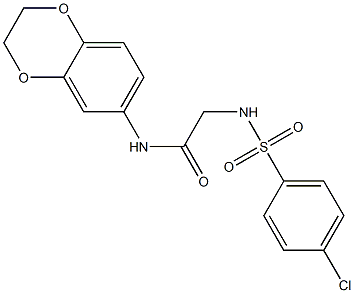 2-{[(4-chlorophenyl)sulfonyl]amino}-N-(2,3-dihydro-1,4-benzodioxin-6-yl)acetamide Struktur