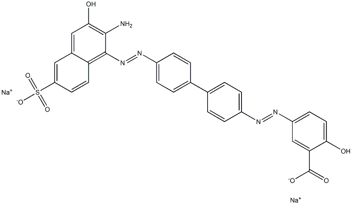 Benzoic acid, 5-[[4'-[(2-amino-3-hydroxy-6-sulfo-1-naphthalenyl)azo][1,1'-biphenyl]-4-yl]azo]-2-hydroxy-, disodium salt Struktur