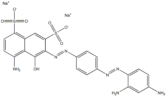 1,7-Naphthalenedisulfonic acid, 4-amino-6-[[4-[(2,4-diaminophenyl)azo]phenyl]azo]-5-hydroxy-, disodium salt Struktur