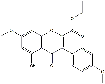 ethyl 5-hydroxy-7-methoxy-3-(4-methoxyphenyl)-4-oxo-4H-chromene-2-carboxylate Struktur