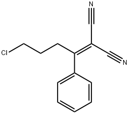 2-(4-chloro-1-phenylbutylidene)malononitrile Struktur