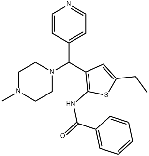 N-{5-ethyl-3-[(4-methyl-1-piperazinyl)(4-pyridinyl)methyl]-2-thienyl}benzamide Struktur