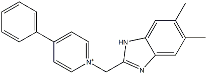 1-[(5,6-dimethyl-1H-benzimidazol-2-yl)methyl]-4-phenylpyridinium Struktur