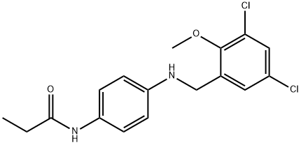 N-{4-[(3,5-dichloro-2-methoxybenzyl)amino]phenyl}propanamide Struktur