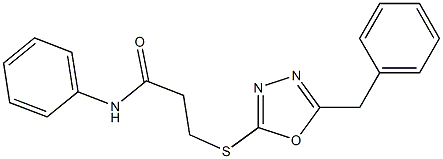 3-[(5-benzyl-1,3,4-oxadiazol-2-yl)sulfanyl]-N-phenylpropanamide Struktur