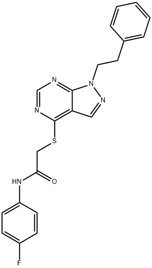 N-(4-fluorophenyl)-2-{[1-(2-phenylethyl)-1H-pyrazolo[3,4-d]pyrimidin-4-yl]sulfanyl}acetamide Struktur