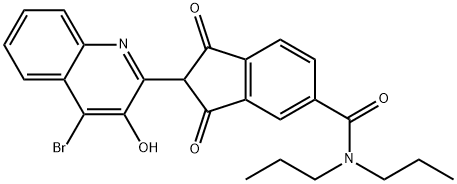 2-(4-bromo-3-hydroxyquinolin-2-yl)-1,3-dioxo-N,N-dipropyl-2,3-dihydro-1H-indene-5-carboxamide Struktur