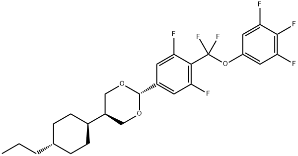 Trans-2-{4-[difluoro(3,4,5-trifluorophenoxy)methyl]-3,5-difluorophenyl}-5-(trans-4-propylcyclohexyl)-1,3-dioxane Struktur