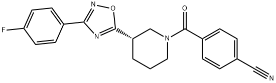 4-[[(3S)-3-[3-(4-Fluorophenyl)-1,2,4-oxadiazol-5-yl]-1-piperidinyl]carbonyl]benzonitrile Struktur