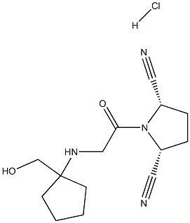 1-[[[(1-Hydroxymethyl)cyclopentyl]amino]acetyl]-2,5-cis-pyrrolidinedicarbonitrile hydrochloride Struktur