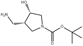 tert-butyl (3S,4S)-3-(aminomethyl)-4-hydroxypyrrolidine-1-carboxylate Struktur