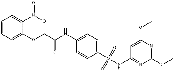 N-(4-{[(2,6-dimethoxy-4-pyrimidinyl)amino]sulfonyl}phenyl)-2-(2-nitrophenoxy)acetamide Struktur