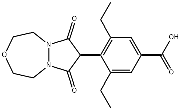 Benzoicacid,3,5-diethyl-4-(hexahydro-7,9-dioxo-7H-pyrazolo[1,2-d][1,4,5]oxadiazepin-8-yl)- Struktur