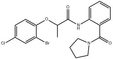 2-(2-bromo-4-chlorophenoxy)-N-[2-(1-pyrrolidinylcarbonyl)phenyl]propanamide Struktur