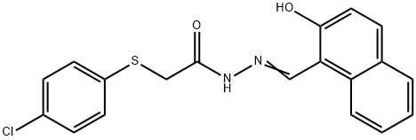 2-[(4-chlorophenyl)sulfanyl]-N'-[(2-hydroxy-1-naphthyl)methylene]acetohydrazide Struktur