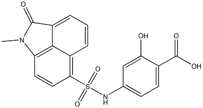 2-hydroxy-4-{[(1-methyl-2-oxo-1,2-dihydrobenzo[cd]indol-6-yl)sulfonyl]amino}benzoic acid Struktur