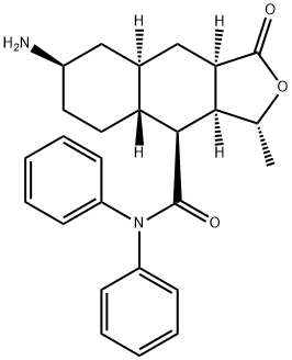 (3R,3aS,4S,4aR,7R,8aR,9aR)-7-Amino-3-methyl-1-oxo-N,N-diphenyldodecahydronaphtho[2,3-c]furan-4-carboxamide Struktur