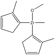 Bis(methylcyclopentadienyl)(methyl)(methoxy)zirconium(IV) Struktur