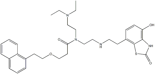 N-[2-(diethylamino)ethyl]-N-(2-{[2-(4-hydroxy-2-oxo-2,3-dihydro-1,3-benzothiazol-7-yl)ethyl]amino}ethyl)-3-[2-(naphthalen-1-yl)ethoxy]propanamide Struktur