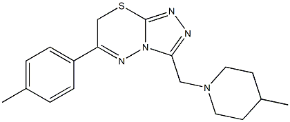 6-(4-methylphenyl)-3-[(4-methyl-1-piperidinyl)methyl]-7H-[1,2,4]triazolo[3,4-b][1,3,4]thiadiazine Struktur