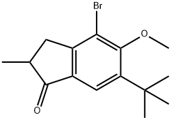 4-bromo-6-tert-butyl-5-methoxy-2-methyl-1-indanone Struktur